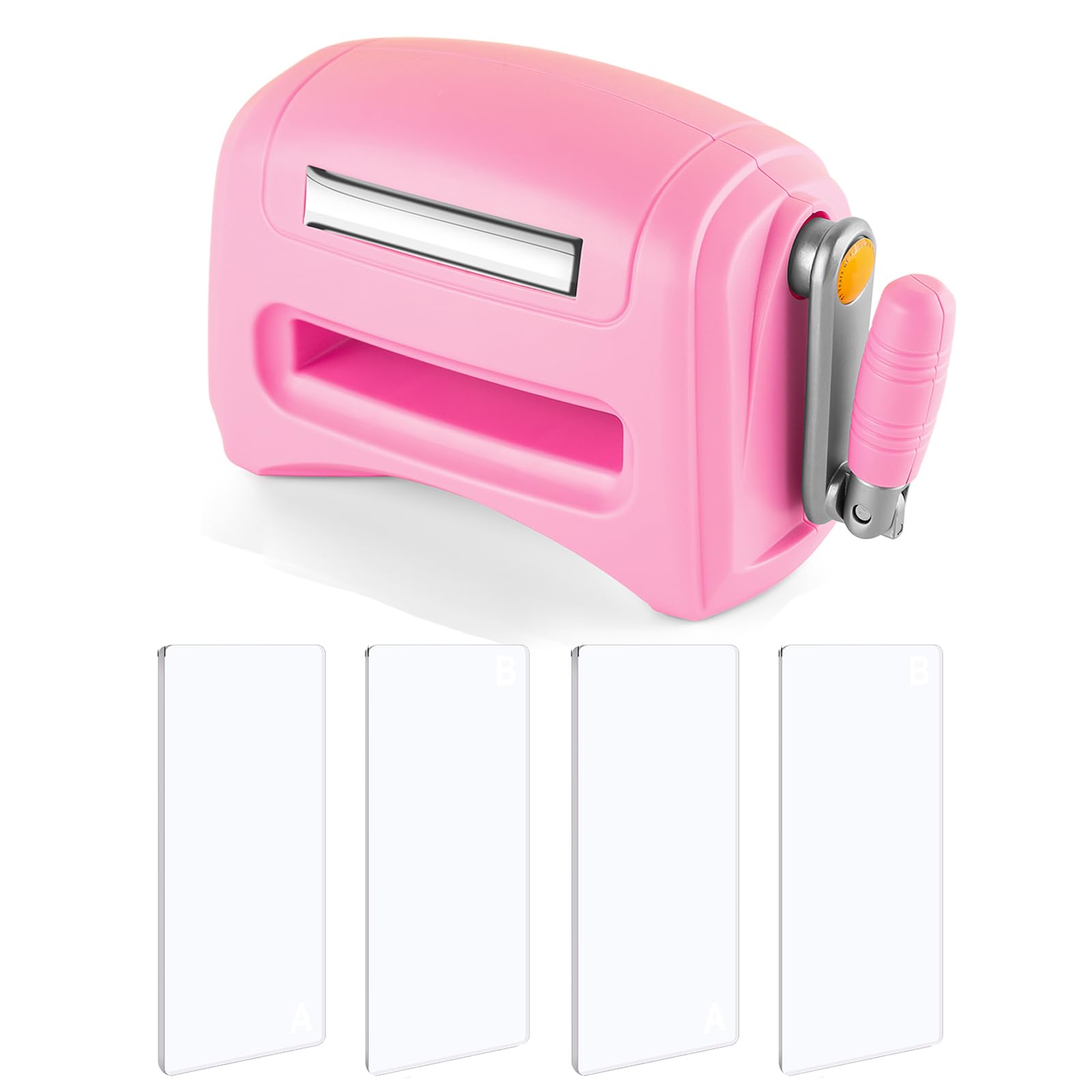Briartw Die Cut Machine for Crafts-Mini Die Cutting Machine and 2 Pair Small Cutting Pads-Die Cutter-Children's Embossing Machine-Pink