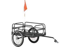 Aosom Bike Trailer, Bicycle Cargo Trailer with Suspension, Triple Safety Features, 16" Wheels, Outdoor Wagon Carrier with Hit