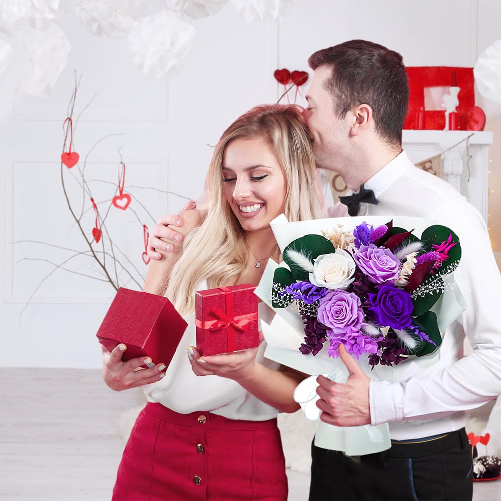 Flowers Gifts For Mom,Purple Valentines Gifts, Preserved Flower Bouquets, Purple Roses, Birthday Gifts For Women, Mothers Day Flowers For Wife