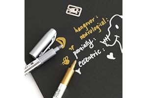 2Pcs (Gold+Silver) Metal Waterproof Permanent Paint Marker Pens 1.5Mm Student Supplies Marker Craftwork Pen Practical Treatme