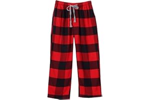 MILEYMARLA Boy's 100% Cotton Flannel Pajama Lounge Sleep Pants Plaid PJ Bottoms Pockets