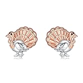 925 Sterling Silver Thanksgiving Earrings Turkey Earrings for Women Rose Gold Turkey Earrings Stud Thanksgiving Jewerly Hypoallergenic