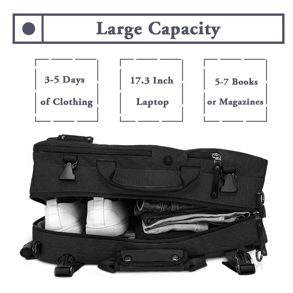 TANGCOOL Convertible Backpack Business Briefcase Backpack 15.6 Laptop Bag Large Capacity Rucksack Waterproof Anti-theft Travel Luggage Casual Daypack for Men, Black