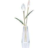 Movdyka Clear Crystal Tulips in Vase - Elegant Glass Tulips Flowers Home Decor for Mom Wife, Present for Women on Anniversary Birthday Wedding