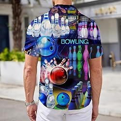 Bowling Mens Funny Hawaiian Shirts 3D Graphic