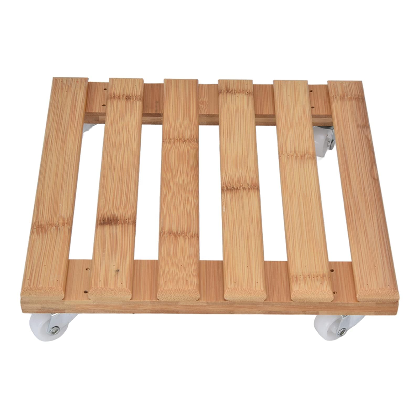 Cyrank Plant Caddy with Wheels, Rolling Plant Stand Heavy Duty Plant Dolly Square Plant Pot Caddy Wooden Plant Stand with 360° Lockable Wheels for Indoor Outdoor