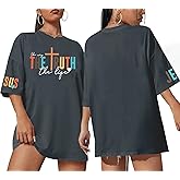 Christian Shirts for Women Oversized Bible Verse T-Shirt Jesus Religious Faithful Shirt Christ Crewneck Tee Top