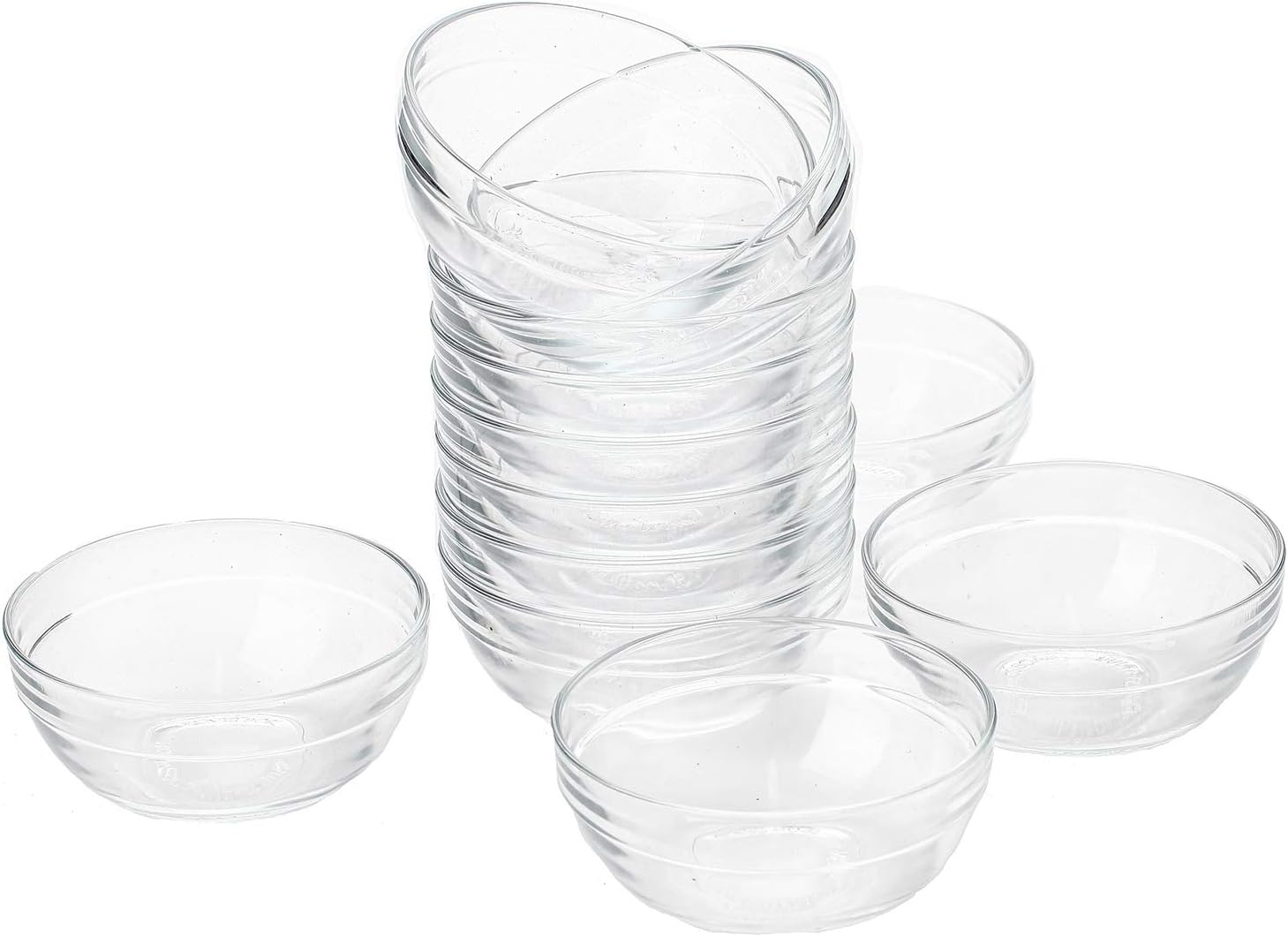 Lawei Set of 12 Glass Bowls 3.5 inch Mini Prep Bowls Serving Bowls