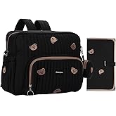 GOBABYMART Diaper Bag Backpack, Medium Maternity baby bag & Changing Pad, Insulated Pockets, Stroller Straps & Pacifier Case (Medium - Black Bears)