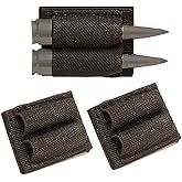 Tactical Adhesive Patch 2-Round Ammo Holder Nylon Elasticity 2 Hole Cartridges Patch for Rifles Quick Reload Ammo Carrier Bla