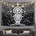 Skull Tapestry Meditation Skeleton Wall Hanging Tapestry, Chakra Starry Tapestry-Black and White Stars, Mural for Bedroom, Living Room, Dorm, Home Decoration (59.1" x 59.1")
