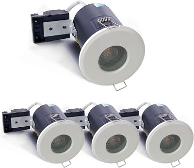Sweier 4XSweier 90 Minute Fire Rated LED Downlights IP65 GU10 White Set of 4