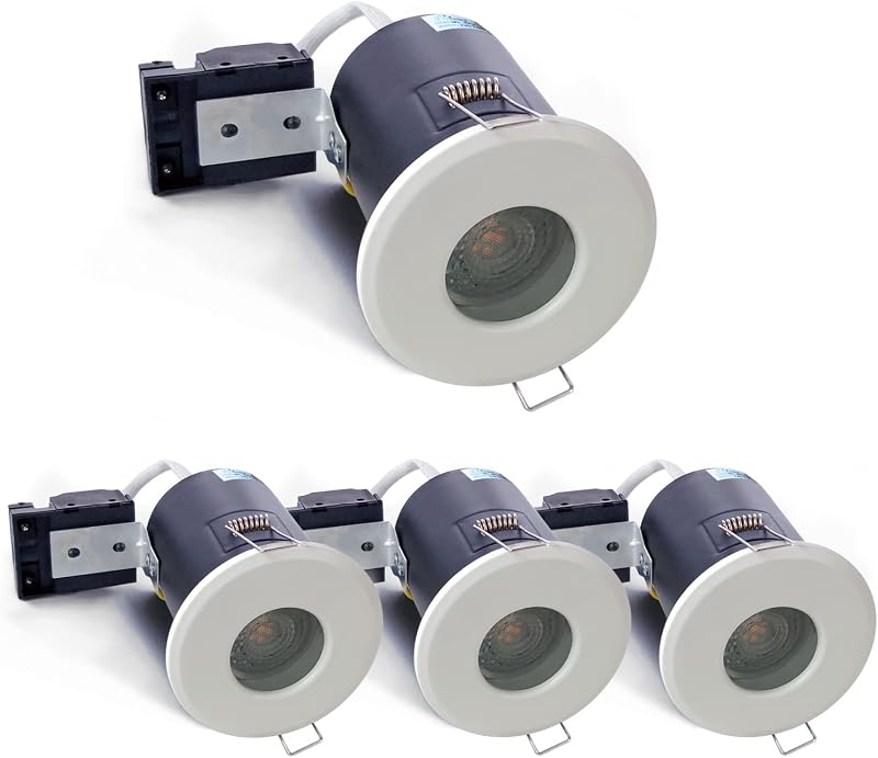 Sweier 4XSweier 90 Minute Fire Rated LED Downlights IP65 GU10 White Set of 4