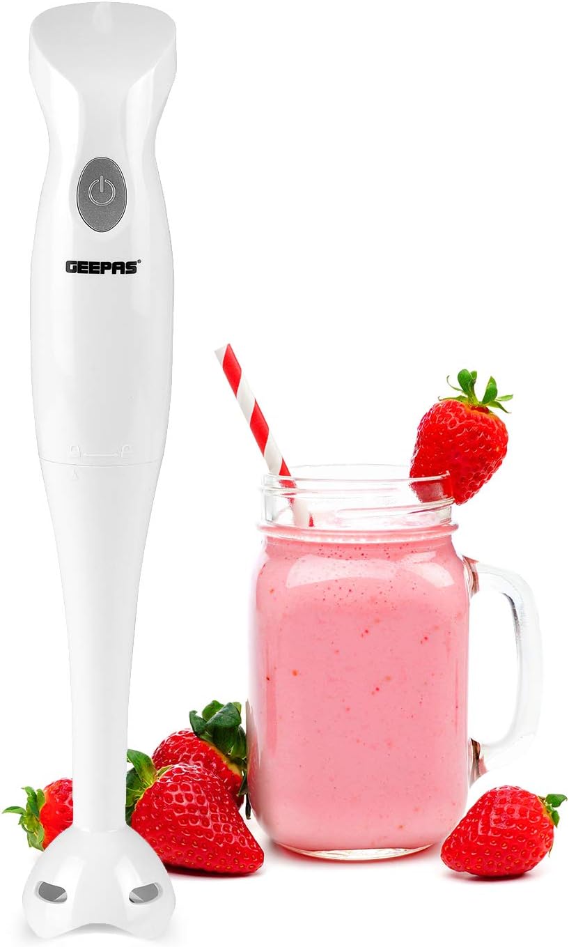 Geepas 200W Hand Blender, White, 180W - White