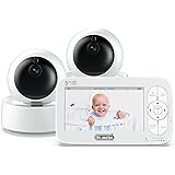 Baby Monitor with 2 Cameras, 5'' Large Display Video Baby Monitor with Camera and Audio, 720p HD, Night Vision, Remote Pan-Ti