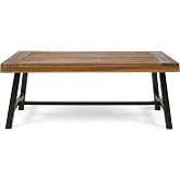 Christopher Knight Home Carlisle Outdoor Acacia Wood Coffee Table, Sandblast/Rustic Metal