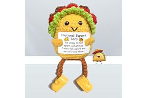 AicooFest Mini Emotional Support Crochet Taco Gifts Positive Crochet Animals Taco for Women Friends Handmade Knitted Plush Stuffed Animals Funny Cute Christmas Stocking Stuffers Encouragement Gift