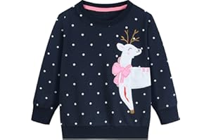 DDSOL Toddler Little Girl Christmas Sweatshirt Kid Ugly Santa Claus Reindeer Tree Shirt Xmas Long Sleeve Tee Top Clothes