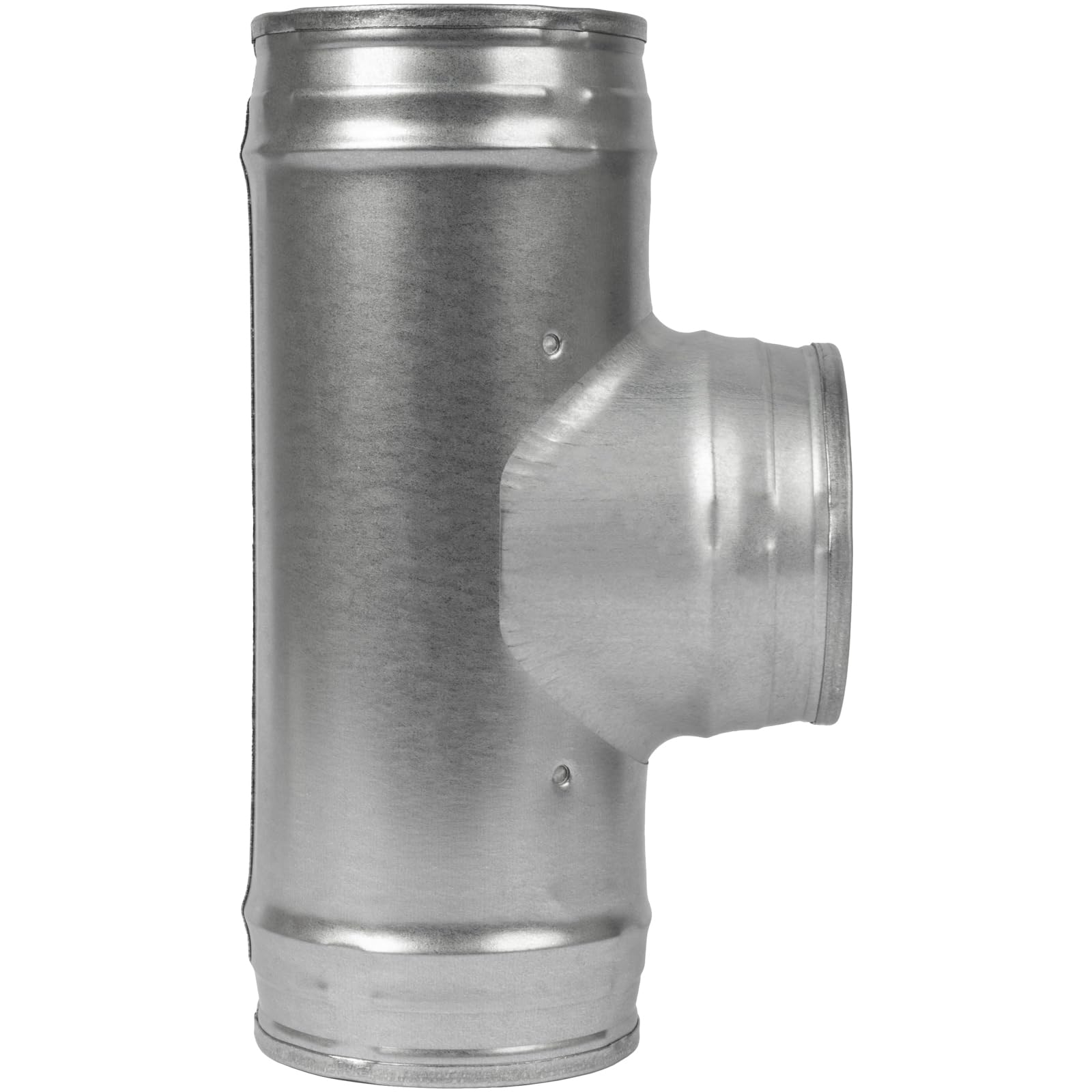 4 to 4 Inch / 100 to 100 mm T Shape 90 Degree Duct Splitter for Exhaust Fan, Dryer - Galvanized Steel Vent Ducting - 3 Way Duct Hose Connector, T Shape, T Joint Metal — image 1