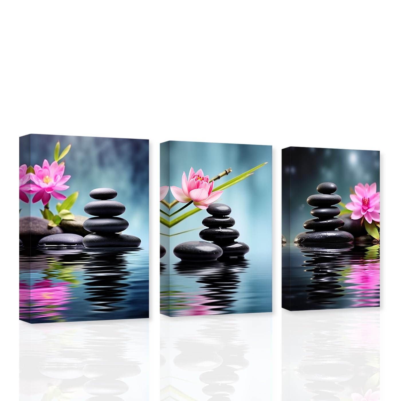 CCWACPP Zen Canvas Wall Art 3 Panels Zen Stone Lotus Flower Pictures ...