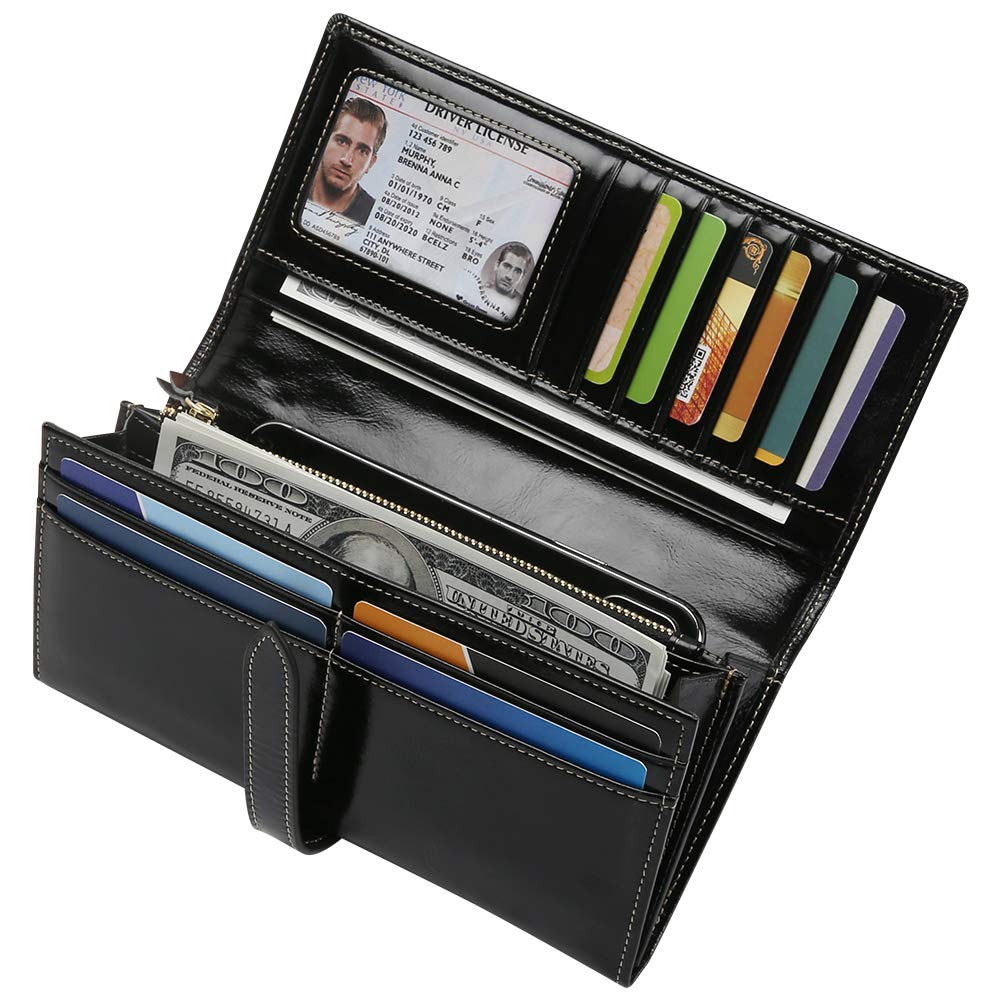 Leather Wallets for Women and Men Large Capacity RFID