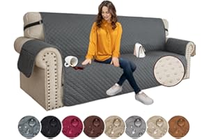 XINEAGE Couch Covers for 3 Cushion with Pockets and Non Slip Straps Water Resistant Sofa Slipcovers for Living Room Soft Thic