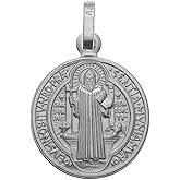 Jewelry by Debbie 925 Sterling Silver Saint Benedict Charm Pendant Made in Italy, 20mm Diameter