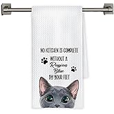 Chicimln Funny Russian Blue Cat Kitchen Towels, Cat Lovers Gifts for Women Men Decorative Hand Towels, Cats Mom Lady Owner Gifts Dish Tea Towel Drying Cloth for Kitchen Decor, 16x24 Inch