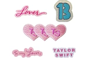 STPLATE Pink Embroidered Patch Iron on Letter Patches for Clothes Cardigan Sew on13 Patches for Appliques Fashion Patch for Backpacks Jackets Hats Shoes Birthday Gifts for Music Fans (B)