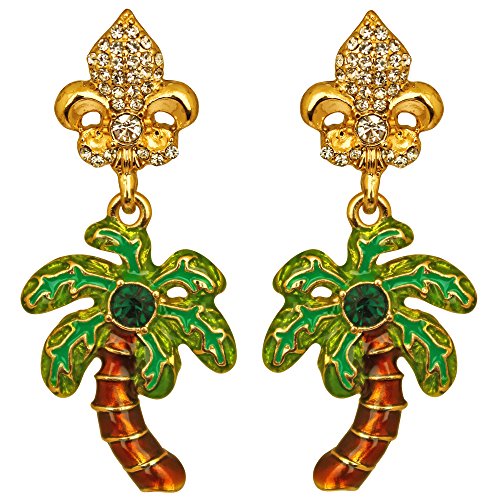 Ritzy Couture Royal Palms Palm Tree Dangle Earrings - Goldtone (Post Earrings)