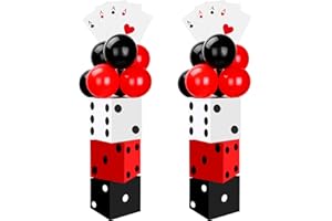 HOLLOWFLY 54 Pcs Casino Theme Party Decoration Including 6 Pcs 11inch Large Casino Dice Boxes 12 Pcs Poker Playing Cards Balloons for Dice Game Night Table Centerpieces Birthday Party Supplies (Classic)