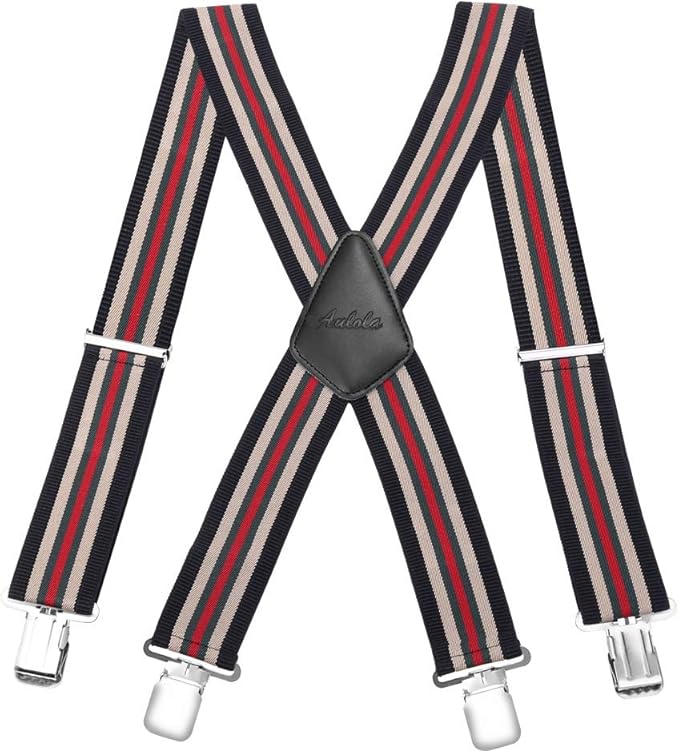 50MM Striped Elastic and Adjustable Men Trouser Braces Suspender X Shape with Metal Clips 50MM Striped Elastic and Adjustable Men Trouser Braces Suspender X Shape with Metal Clips