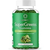 Energizen Green Superfood Gummies Plus - Supports Healthy Liver, Digestive Health & Immune System - Vegan, Non-GMO, Gluten-Free - Raspberry & Pomegranate Flavor - 120 Count
