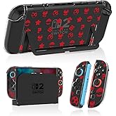 Gurgitat Dockable Protective Case for Nintendo Switch 2 2025 - Cute Cartoon Red Design Clear TPU Slim Hard Cover for Joycon 2 for Women Teens Girls Boys
