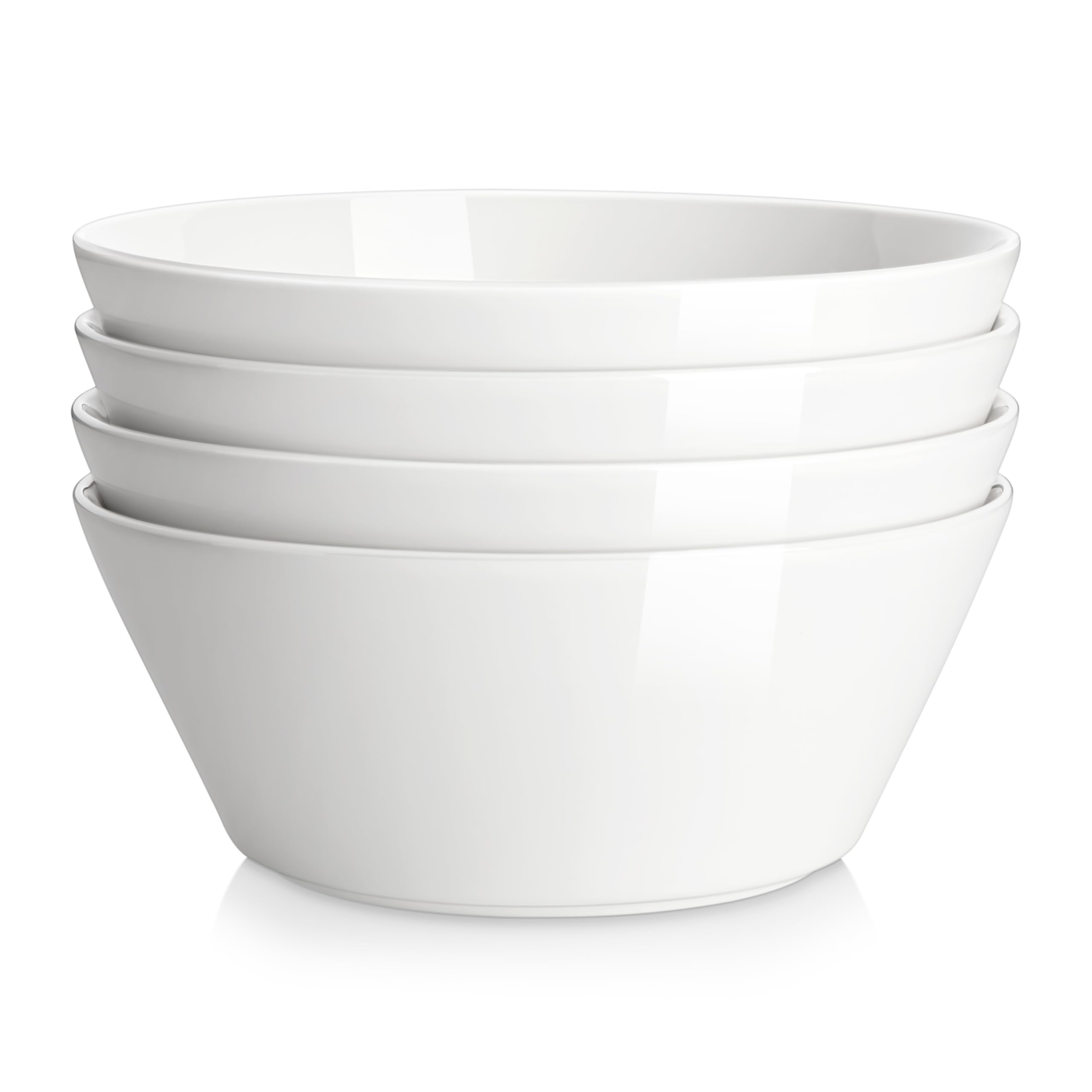 Photo 1 of MALACASA Large Salad & Soup Bowls - Set of 4, 60 OZ Porcelain White Bowls for Ramen, Pasta, Pho - Microwave & Dishwasher Safe