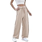 Bankeng Womens Baggy Wide Leg Pants Casual Palazzo Pants Drawstring Waisted Lounge Sweatpants with Pockets