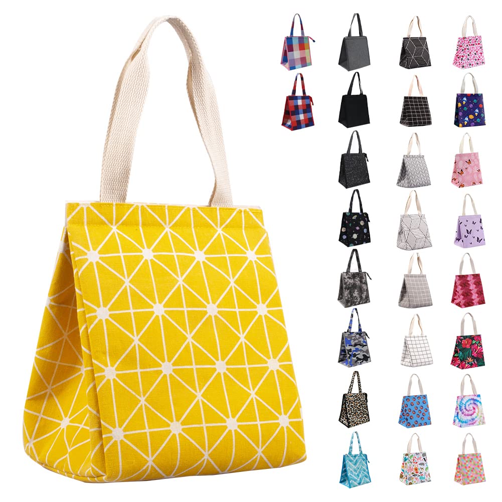 iknoe Insulated Lunch Bag for Women & Adults, 9L Foldable Wide-Open Cooler Bag with Pockets, Leakproof & Portable, for Picnic, Office, Beach(Yellow) — image 1