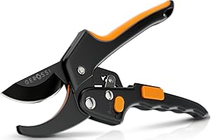 GEROSSI Ratchet Pruning Shears for Gardening Heavy Duty - Increases Cutting Power 3x - Perfect Ratchet Pruners for Weak Hands & Arthritis- 8” Anvil Garden Clippers - w/Extra Sharp Blade for Effortless Cutting