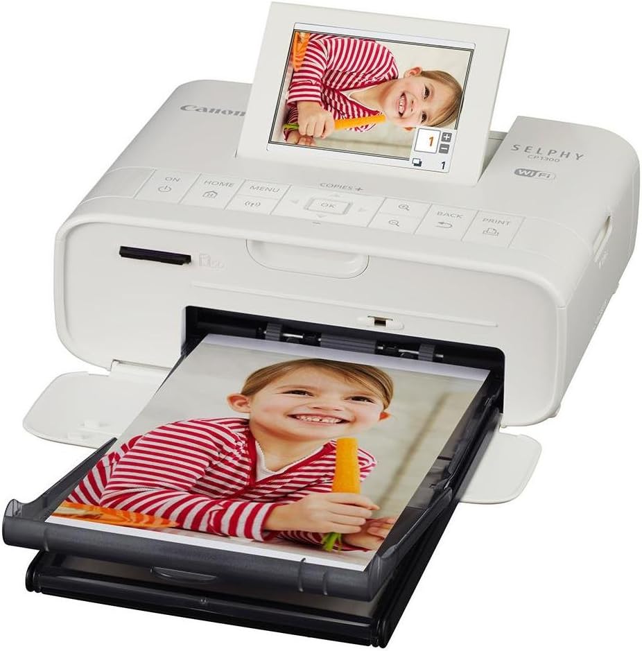 Canon SELPHY CP1300 Wireless Compact Photo Printer, White Bundle with