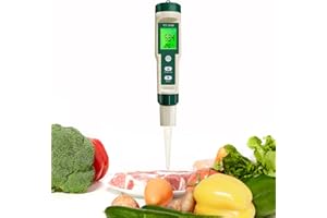 pH Meter for Food, Digital pH Meter for Fermentation High Accuracy 0-14pH Range pH Tester with Backlit LCD Display Easy pH Te