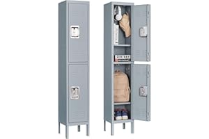 LISSIMO Metal Locker for Home, Dressing Room, Gym, 66" Steel Storage Lockers for Employees, Lockable Locker Cabinet with Door