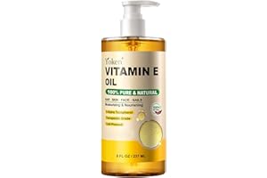 Yoken Vitamin E Oil 8 Fl Oz Organic Vitamin E oil for Skin Vitamine oils for Scars Hair,Face,Nail,Scalp Perfect Bath and Body Oil Cold Pressed Hexane Free Non-GMO Gluten Free Formula