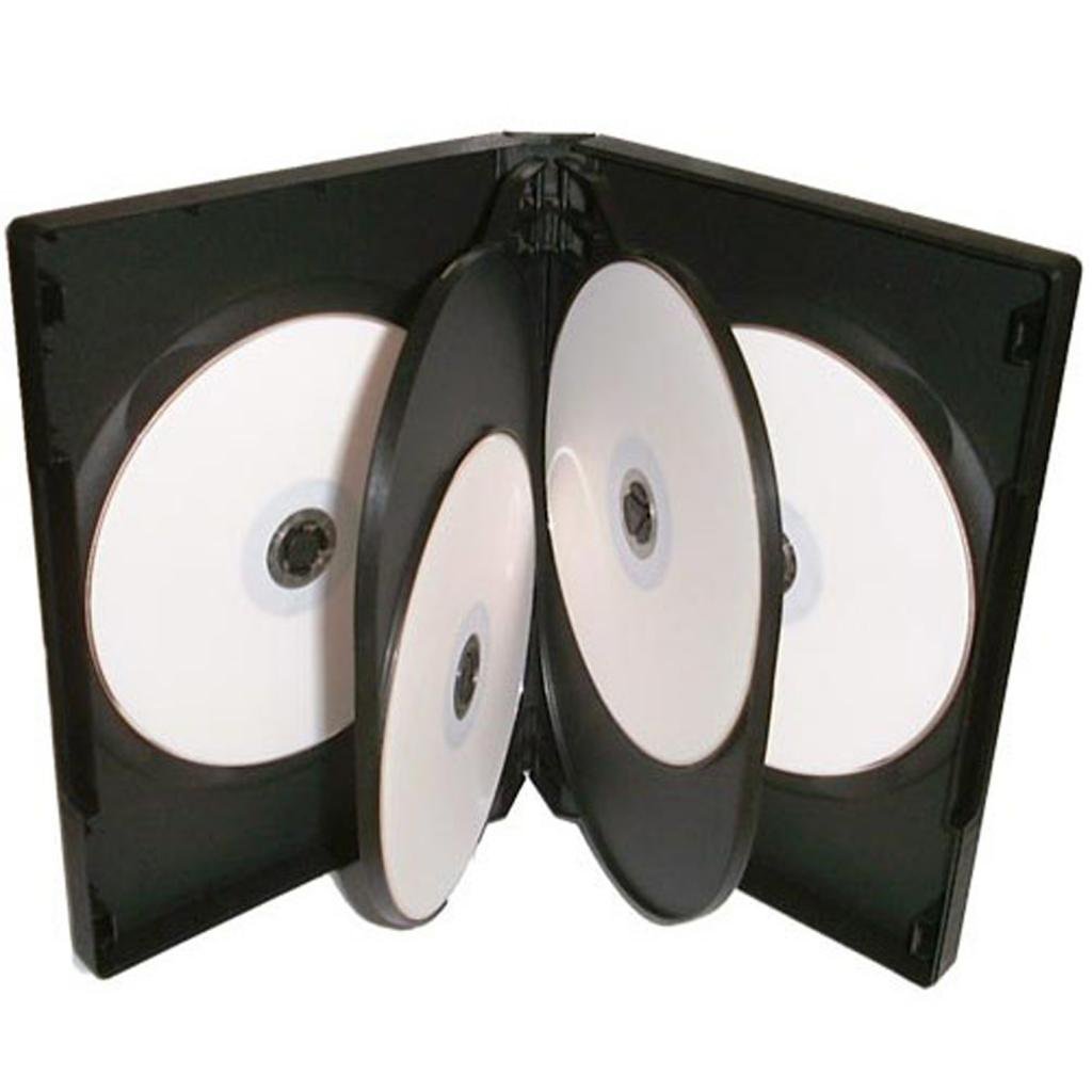 Four Square Media 5 X CD DVD/BLU RAY 22mm Black DVD 6 Way Case for 6 Disc - Pack of 5