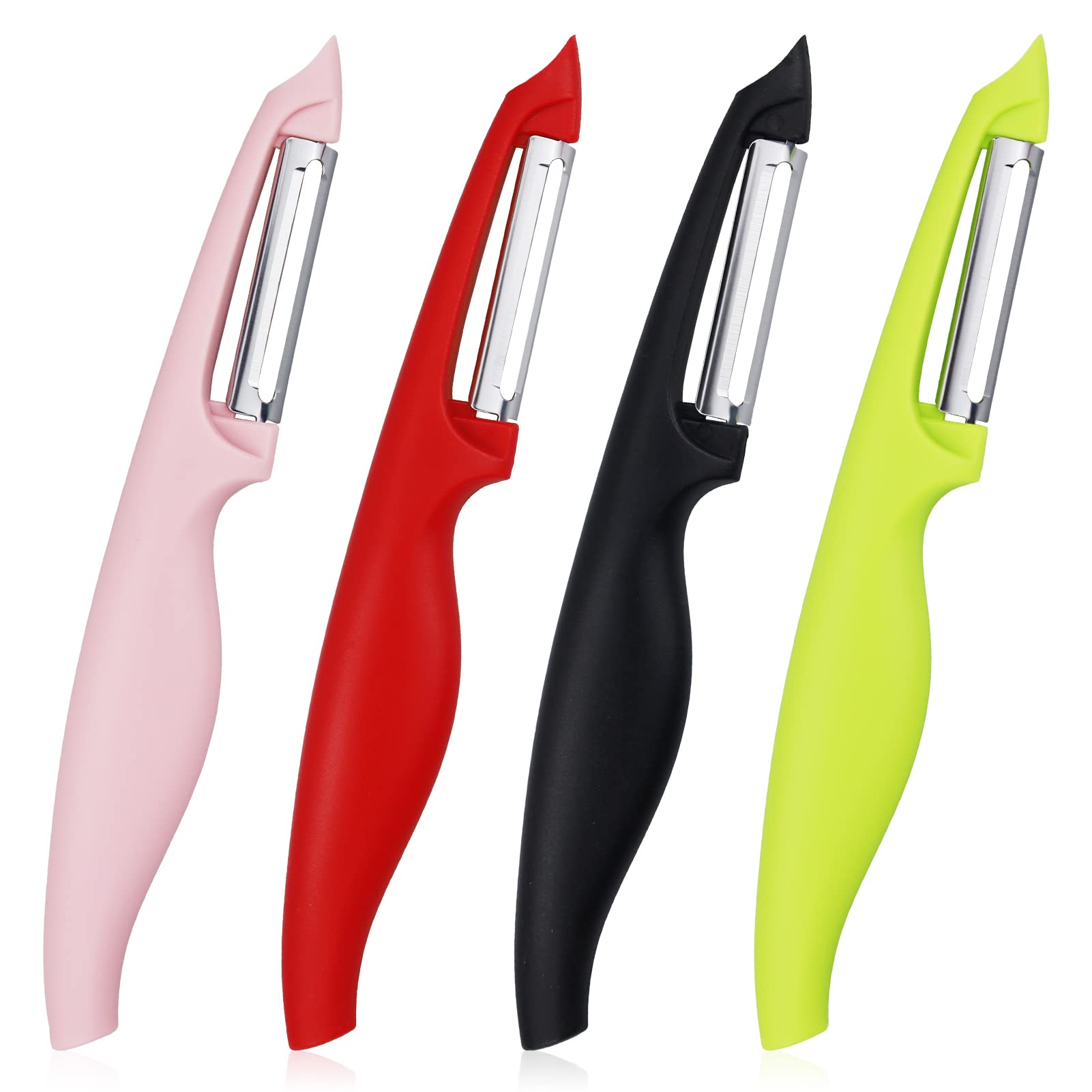 4Pcs Swivel Peeler Set for Fruits and Vegetables - Stainless Steel Blade With Non-Slip Handle - Good Grip Kitchen Tool for Potatoes and Apples