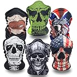 Outdoor Skull Face Mask 6PCS,Multifunctional Seamless Headwear and Tube Bandana for Motorcycle Hiking Cycling Ski Snowboard