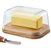 HEKEIEON Butter Dish With Glass Lid - Airtight Seal for Freshness, Large Butter Dish for East and West Coast Butter, Ideal fo