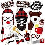 Lumberjack photo booth props by PartyGraphix. Perfect for Lumberjack Party Photo Booth. Plaid Party theme. 34 Quality Pieces