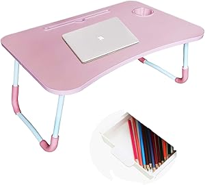 Laptop Stand Desk, Folding Laptop Table, Portable Breakfast Table, Sofa, Floor, Bed, Home Work Table, Outdoor Camping Picnic Table, Adult and Child Lap Reading Rack (Pink)