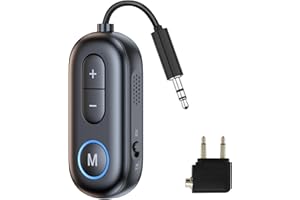 xingbaichen Bluetooth 5.3 Transmitter Receiver for Airplane Wireless Bluetooth Adapter 2 in 1 Adapter Travel Essentials for Airplane TV Fitness Bike Home Stereo