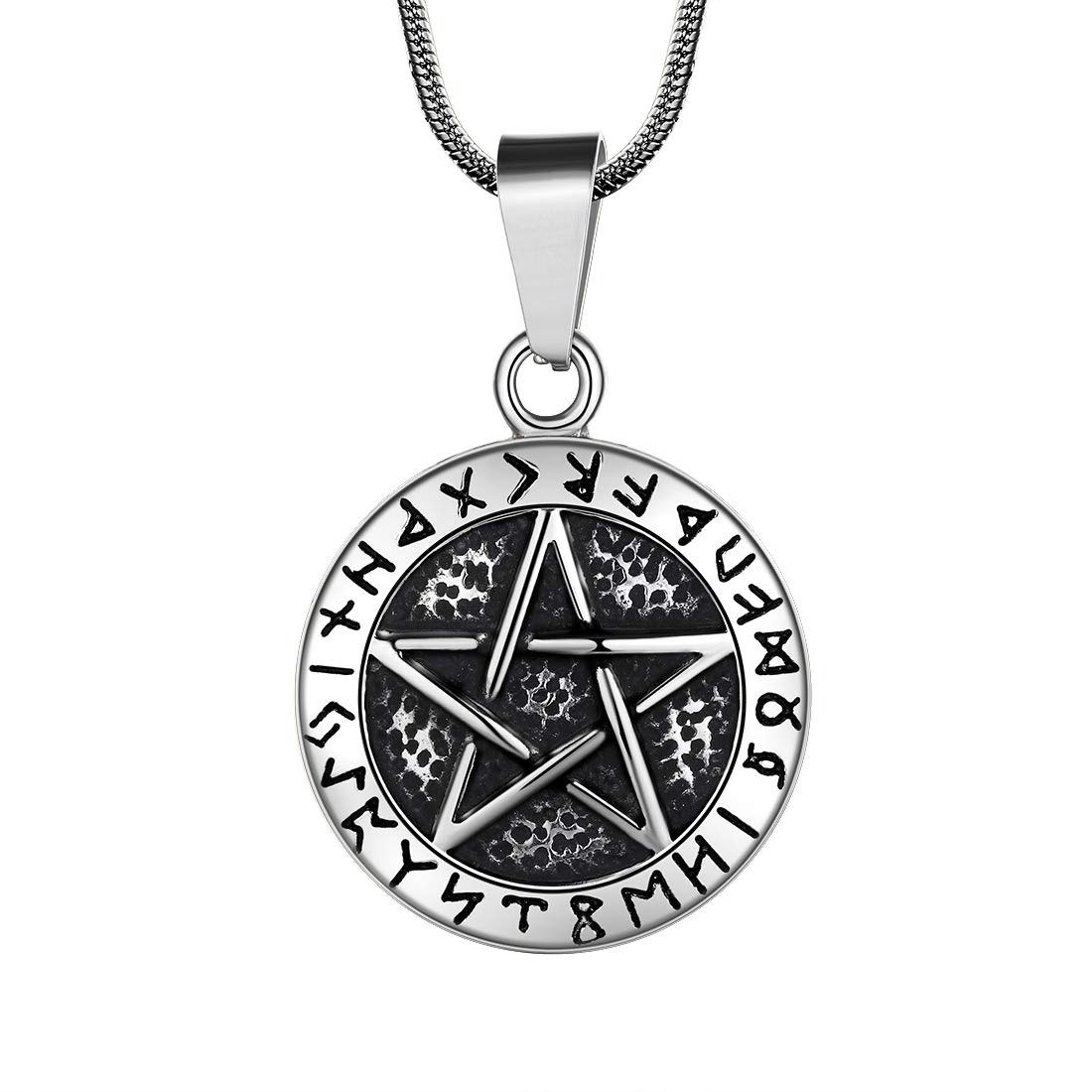 Hipunk Pentagram of Brisingamen Pendant Mens 316L Stainless Steel Witchy Tetragrammaton Pentacle Eliphas Levi's Pentagram Necklace Wiccan Pagan Magical Star Satanism Jewelry SP0061G